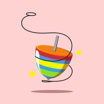 Colorful wooden spinning top toy vector