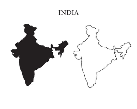 Indian map silhouette, India map silhouette vector