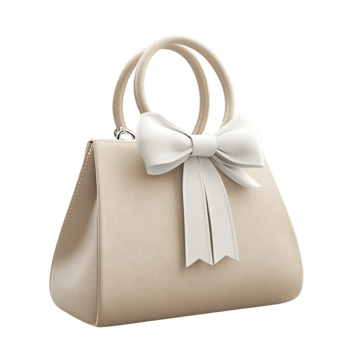 Girls Handbag with White Bow on transparent background png