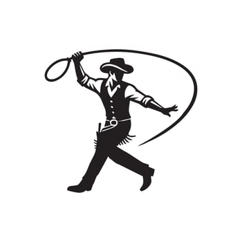 Cowboy in Action Illustration Design vector