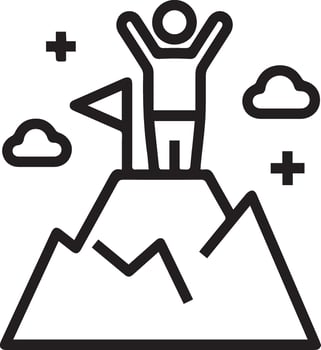 A man standing on top of a mountain with a flag vector