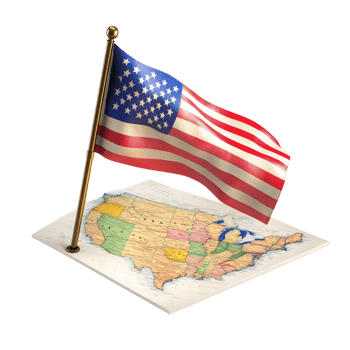 American Flag in the Shape of the Map of America Isolated on transparent background png