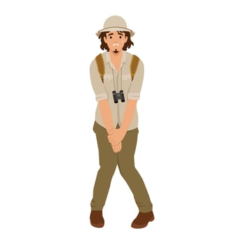 Young safari or zookeeper man need a pee. vector