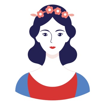 Hand-Drawn Elegant Lady with a Floral Crown vector