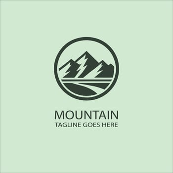 Minimalist mountain logo modern handmade illustration artwork vector