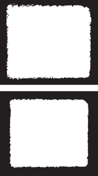 Edgy and Artistic Dual Grunge Photo Frames, Featuring Rough, Jagged Borders with Distressed White Frames on Black Backgrounds for Unique and Creative Visual Displays vector