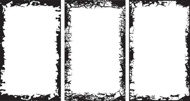 Grunge Frame Design set, Rectangular Frames with Cracked and Distressed Borders for Artistic Visual Displays vector