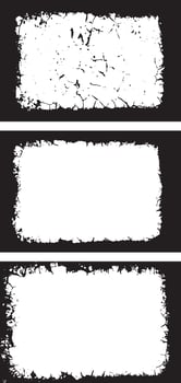 Grungy border set, Contrasting Grunge Frames, A Duo of Rectangular Frames with Distressed and Splattered Textures for Artistic Visual Displays vector