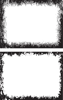 Distressed Grunge Frame Design Featuring Two Rectangular Frames with Black, Textured Borders and Irregular Edges for Artistic and Edgy Visual Projects vector