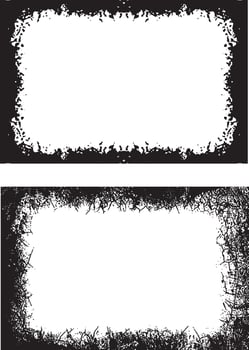 grunge frame set, Dynamic and Edgy Grunge Frame Design set, Featuring Two Unique Rectangular Frames with Rough, Jagged Borders and Distressed White Interiors for Creative and Artistic Visual Displays vector