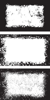 Black Grunge Frame Design set, Rectangular Frames with Cracked and Distressed Borders for Artistic Visual Displays vector