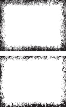 Black And white Contrasting Grunge texture photo Frames, A Duo of Rectangular Frames with Distressed and Splattered Textures for Artistic Visual Displays vector