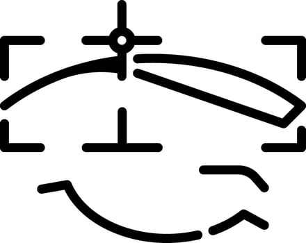 A black and white drawing of a helicopter vector