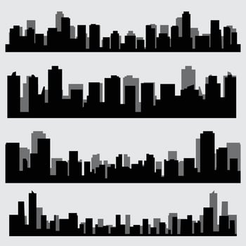 Urban Skyline Silhouettes Perfect for Posters and Digital Art vector