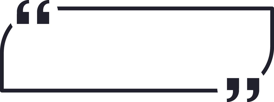 Rectangular quote box featuring quotation marks, framing an empty space that elegantly highlights text while capturing attention in a simple yet stylish design element vector
