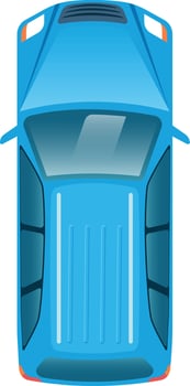 Aerial view of a generic light blue minivan with visible roof rack, parked or standing still on a white background, ideal for transportation or travel concepts vector