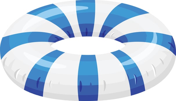 Inflatable ring floating on a shimmering water surface, offering safety and enjoyment for swimmers engaging in summer fun at the pool or beach, creating memorable moments with family and friends vector