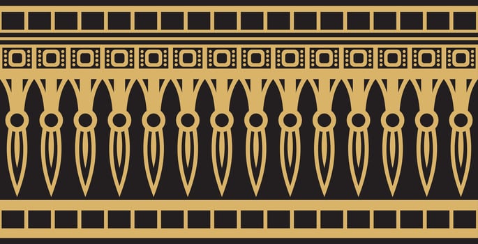 golden seamless ornament of ancient Egypt. endless Border, frame in the pyramids. vector