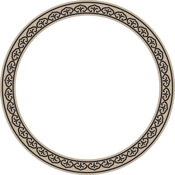 gold and black round Chinese ornament. Frame, border, circle, ring of Asian peoples of the East. vector