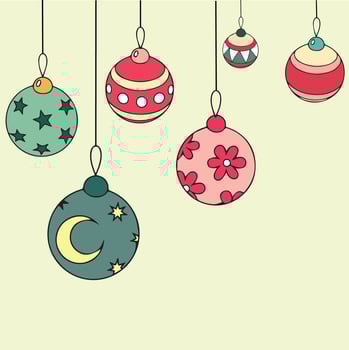 christmas baubles hanging on strings vector