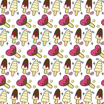 ice cream and hearts fabric by kawaii on spoonflower - custom fabric vector