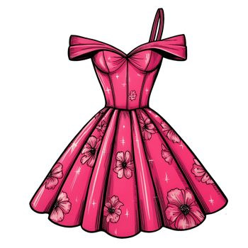 Pink dress with flowers on it png