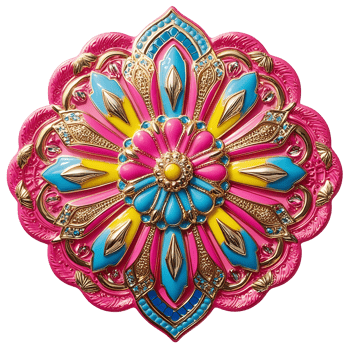 Colorful jewelry in the center of a brooch png