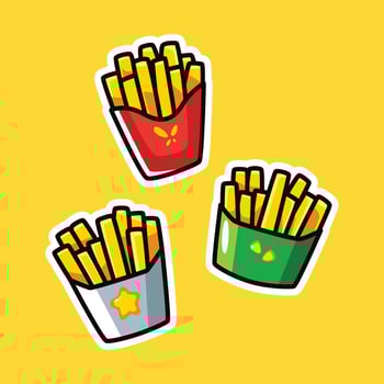 Colorful French Fry Icons with Stylish Packaging vector