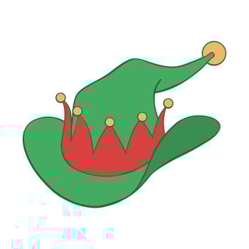 Green and red Christmas cowboy pointed elf hat hand drawn illustration vector