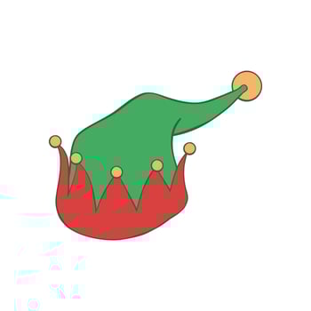 Green and red Christmas pointed elf hat hand drawn illustration vector