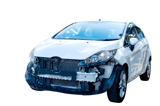 Car crash, Front view of white car get hard damaged by accident on the road. damaged cars after collision. isolated on transparent background, car crash bumper, broken car accident, File png