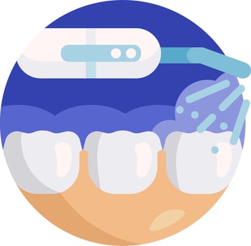 A toothbrush and toothpaste are being used to clean teeth vector