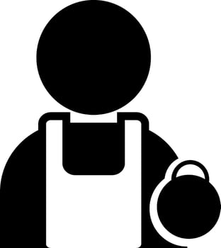A black and white silhouette of a man holding a bag vector