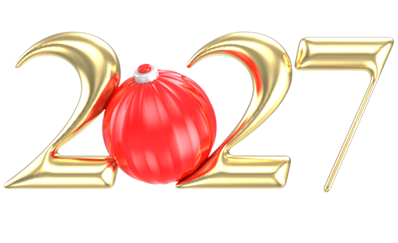 Ball Red White With Gold Number 2027 3D Render png