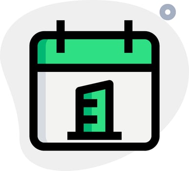 A calendar icon with a green and white square vector