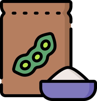 A bag of peas and a bowl of sugar vector