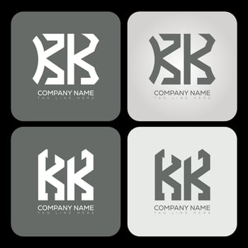 KK polygon, hexagon, flat and simple letter logo set in one artboard. KK minimalist and classic logo. vector