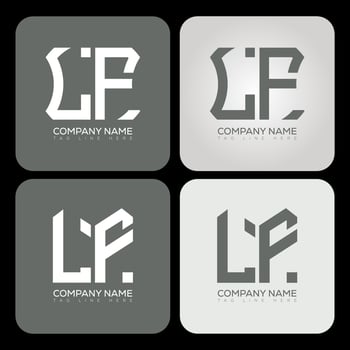 LF polygon, hexagon, flat and simple letter logo set in one artboard. LF minimalist and classic logo. vector