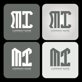 MI polygon, hexagon, flat and simple letter logo set in one artboard. MI minimalist and classic logo. vector