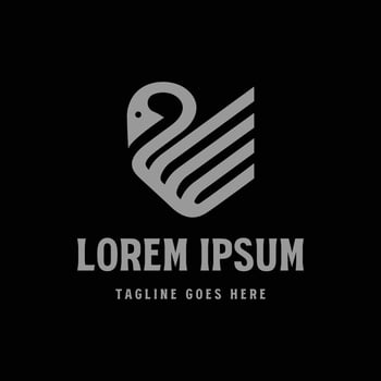 Simple Minimalist Luxury Swan Goose Duck Line Outline Logo Design vector