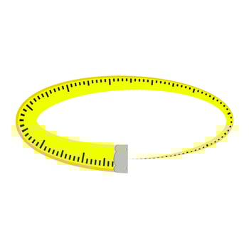 Yellow Industrial Measure Tape Icon Isolated on White Background.Hand Holding Roulette Construction Tool. vector