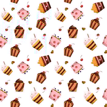 Seamless pattern of cupcakes vector