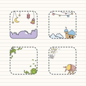 cute ramadan journal frame doodle vector