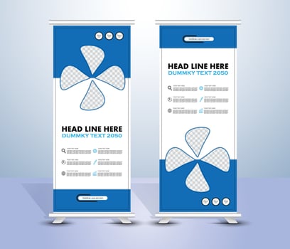 Modern stylish blue roll up banner template design vector