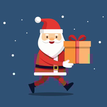 Cartoon Santa Claus Carrying a Christmas Gift vector