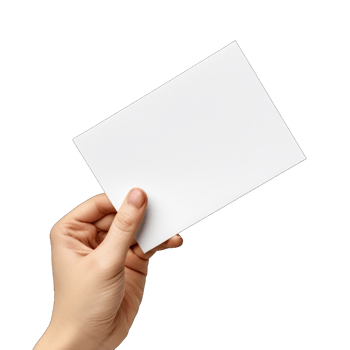 blank white card in man's hand transparent background png