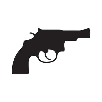 Revolver silhouette on white background vector