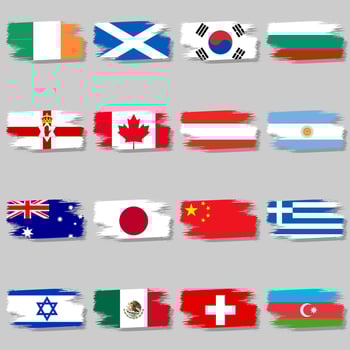 Brush set with national flags vector