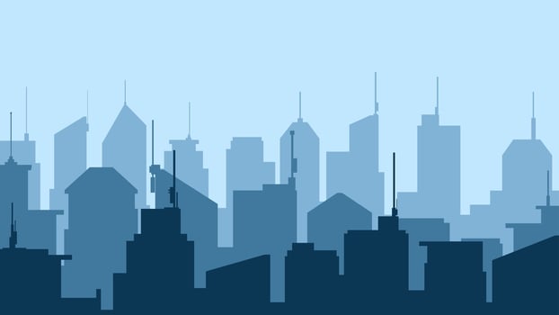Landscape illustration of cityscape and skyline buildings vector