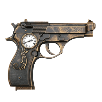 gun with small watch on it transparent background png